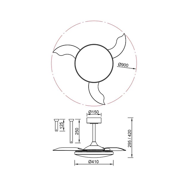 Люстра-вентилятор Mantra SLIM FAN mini 9009 изображение 4 Люстра-вентилятор Mantra SLIM FAN mini 9009 Фото № 4