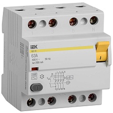 Выключатель дифференциальный (УЗО) ВД1-63 4Р 63А 300мА IEK MDV10-4-063-300