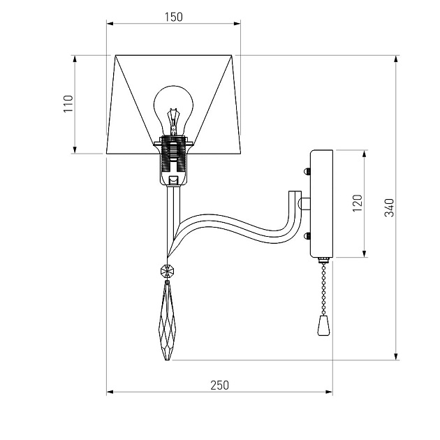 Бра Eurosvet Madera 10127/1 хром Фото № 2