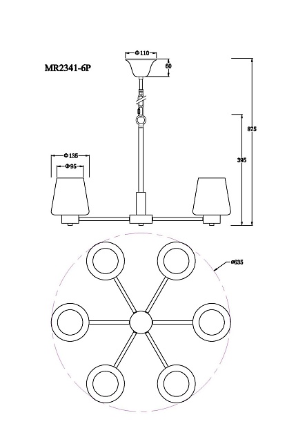 Подвесная люстра MyFar Mark MR2341-6P Фото № 2