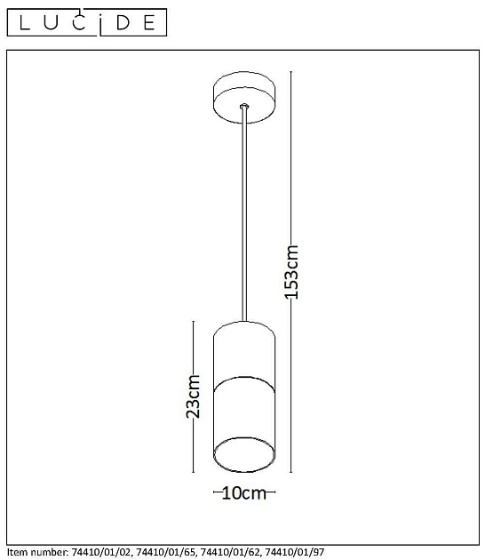 Подвесной светильник Lucide Zino 74410/01/65 изображение 4 Подвесной светильник Lucide Zino 74410/01/65 Фото № 4
