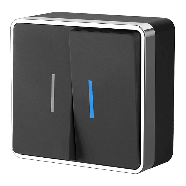 Выключатель двухклавишный Werkel Gallant (черный/хром) W5020135 4690389164224 изображение 1 Выключатель двухклавишный Werkel Gallant (черный/хром) W5020135 4690389164224 Фото № 1