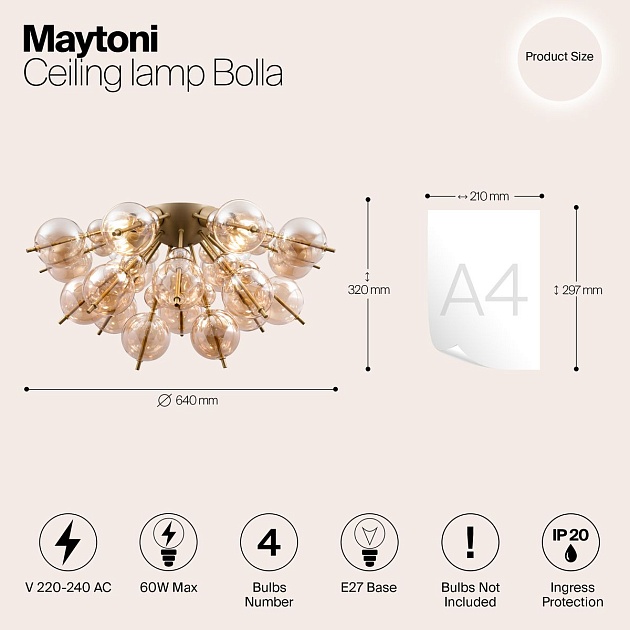 Потолочная люстра Maytoni Bolla MOD133CL-04BS изображение 3 Потолочная люстра Maytoni Bolla MOD133CL-04BS Фото № 3
