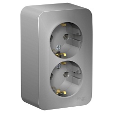 Розетка двойная 2К+З Systeme Electric Blanca 16A 250V алюминий BLNRA010213