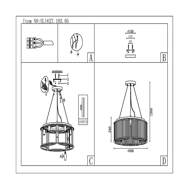 Подвесная люстра ST Luce Velletri SL1627.103.05 изображение 2 Подвесная люстра ST Luce Velletri SL1627.103.05 Фото № 2