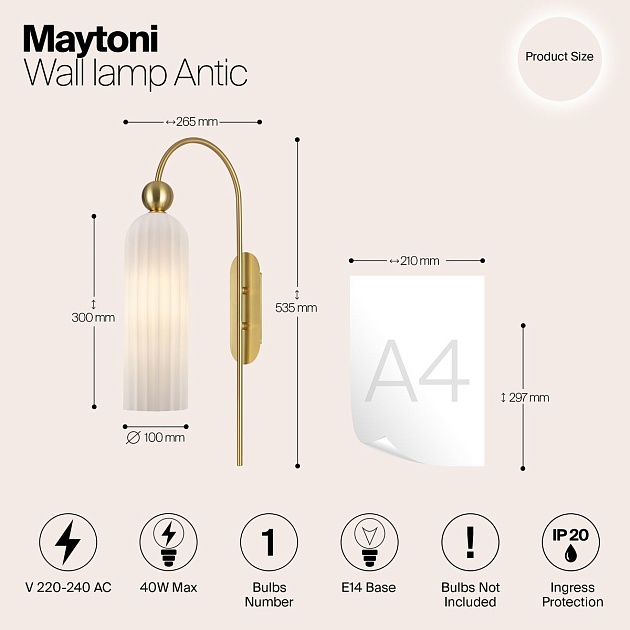 Бра Maytoni Antic MOD302WL-01W изображение 2 Бра Maytoni Antic MOD302WL-01W Фото № 2