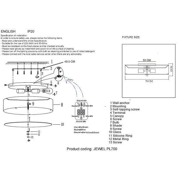 Потолочный светильник Crystal Lux Jewel PL700 Gray изображение 2 Потолочный светильник Crystal Lux Jewel PL700 Gray Фото № 2