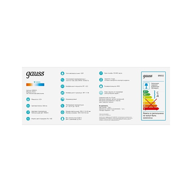 Настенный светодиодный светильник Gauss Elena BR032 Фото № 9