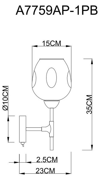 Бра Arte Lamp Yuka Smoky A7759AP-1PB Фото № 3