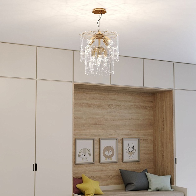 Подвесная люстра Eurosvet Claire 60170/8 золото Smart изображение 6 Подвесная люстра Eurosvet Claire 60170/8 золото Smart Фото № 6