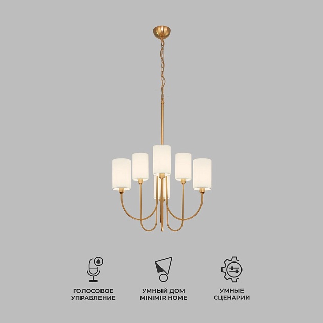 Подвесная люстра Eurosvet Abbey 60164/6 латунь Smart изображение 5 Подвесная люстра Eurosvet Abbey 60164/6 латунь Smart Фото № 5