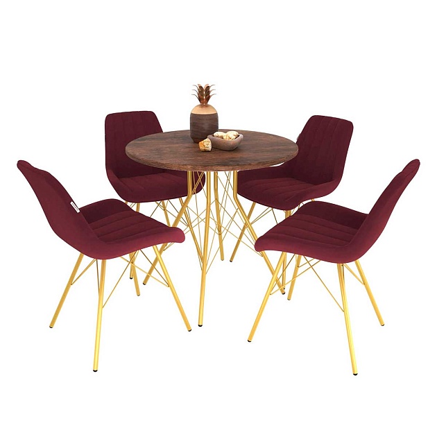 Обеденная группа Sheffilton SHT-DS147 рубиновое вино/палисандр/золото 8765042501 изображение 1 Обеденная группа Sheffilton SHT-DS147 рубиновое вино/палисандр/золото 8765042501 Фото № 1