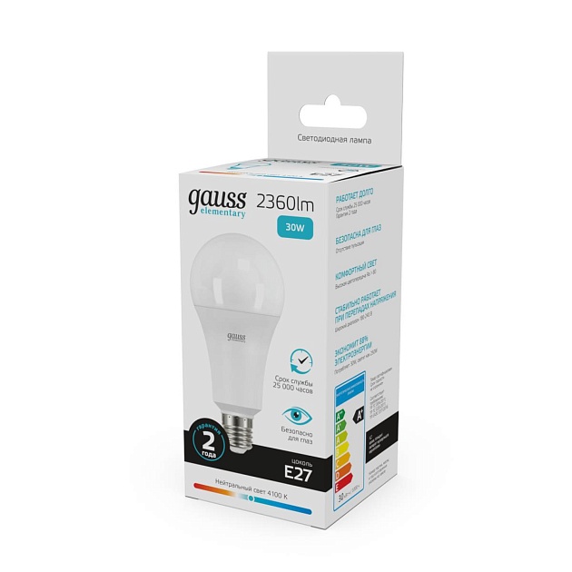 Лампа светодиодная Gauss E27 30W 4100K матовая 73229 изображение 2 Лампа светодиодная Gauss E27 30W 4100K матовая 73229 Фото № 2