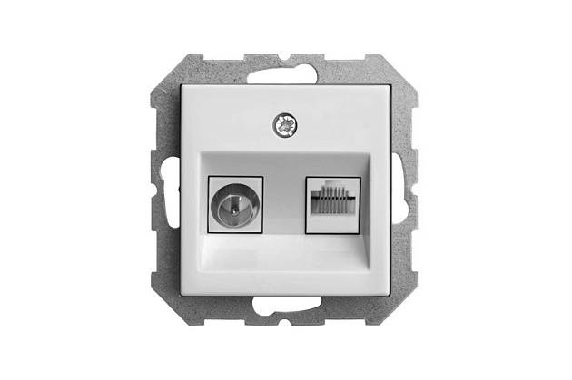 Розетка RJ45/TV Liregus Epsilon белый 28-023 изображение 3 Розетка RJ45/TV Liregus Epsilon белый 28-023 Фото № 3