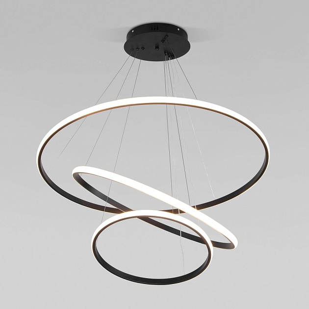 Подвесной светодиодный светильник Eurosvet Collars 90264/3 черный изображение 7 Подвесной светодиодный светильник Eurosvet Collars 90264/3 черный Фото № 7