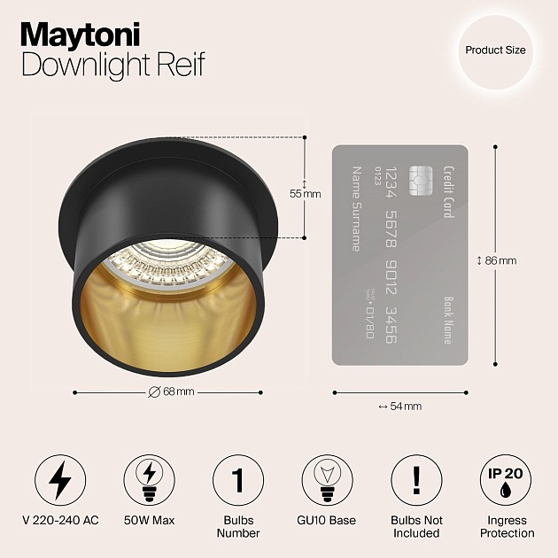 Встраиваемый светильник Maytoni Technical Reif DL050-01GB Фото № 2