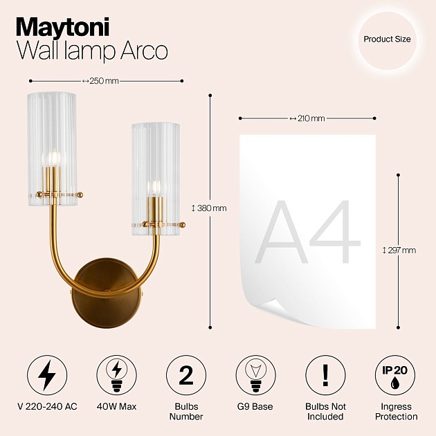 Бра Maytoni Arco MOD223WL-02BS изображение 2 Бра Maytoni Arco MOD223WL-02BS Фото № 2
