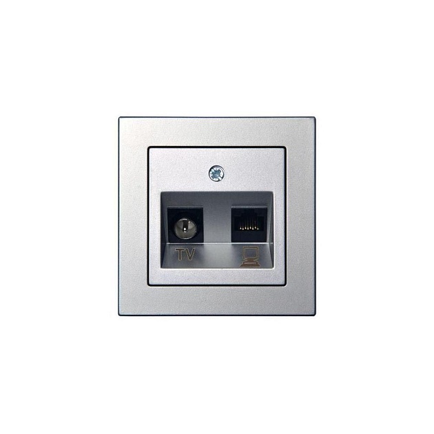 Розетка RJ45/TV Liregus Epsilon серебро 28-183 изображение 1 Розетка RJ45/TV Liregus Epsilon серебро 28-183 Фото № 1