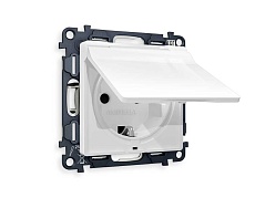 Комплект механизма электрической розетки AMBRELLA VOLT ALFA Белый глянец с/з с шторками и крышкой IP44 QUANT (AP1080, VM141) MA108010