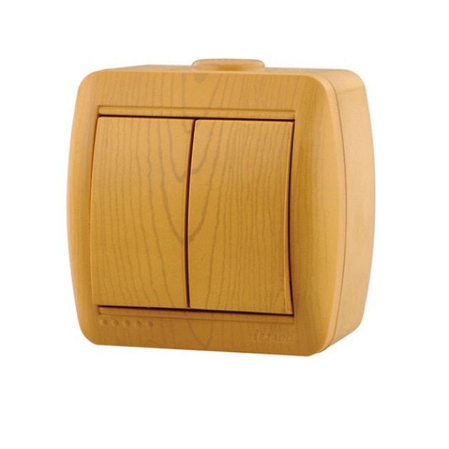 Выключатель двойной Lezard Nata ольха 710-0700-101 Фото № 1