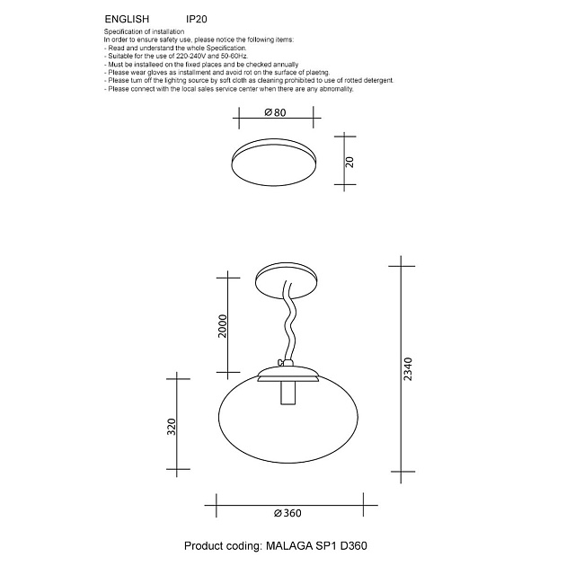 Подвесной светильник Crystal Lux Malaga SP1 D360 Gold Фото № 2