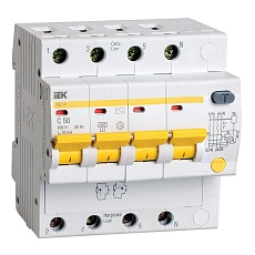 KARAT Дифференциальный автомат АД14 4P 50А 30мА тип AC IEK MAD10-4-050-C-030