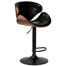 Стул барный DOBRIN KARTER BLACK (коричневый орех дерево (BWW), черный PU) 4905_BlackBase-LMZ KARTER BLACK 4