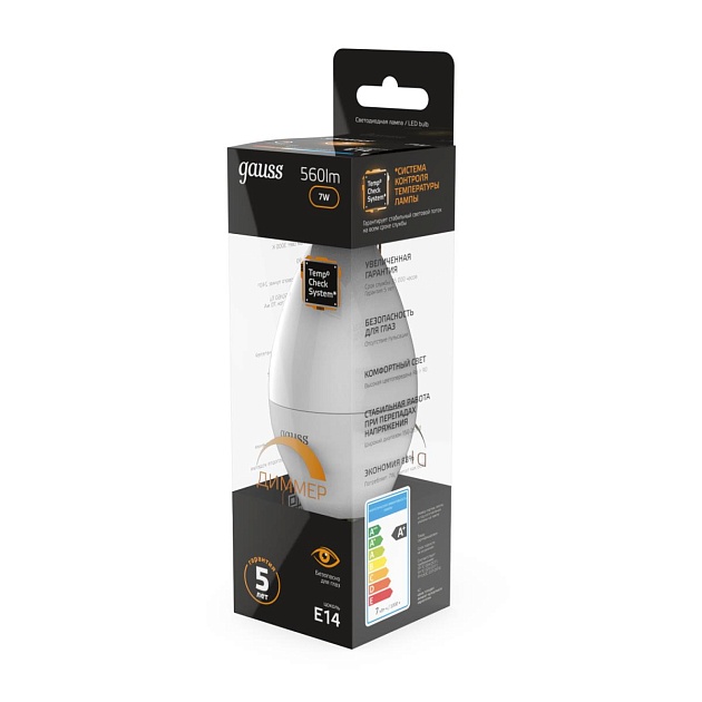 Лампа светодиодная Gauss E14 6.5W 3000К матовая 103101107 Фото № 3