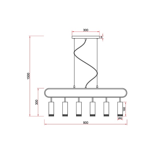 Подвесной светильник Vele Luce Brio VL5794P06 Фото № 5