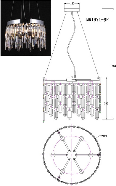 Подвесная люстра MyFar David MR1971-6P Фото № 2