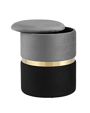 Пуф Stool Group Кэрри с ящиком велюр серо-черный 19A060VA-8167-55/70 1