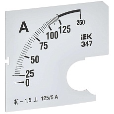 Шкала сменная для амперметра Э47 125/5А класс точности 1,5 72х72мм IEK IPA10D-SC-0125