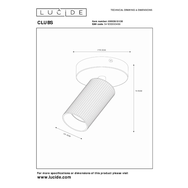 Спот Lucide CLUBS 09939/01/30 Фото № 2