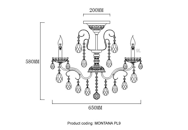 Потолочная люстра Crystal Lux Montana PL9 изображение 2 Потолочная люстра Crystal Lux Montana PL9 Фото № 2