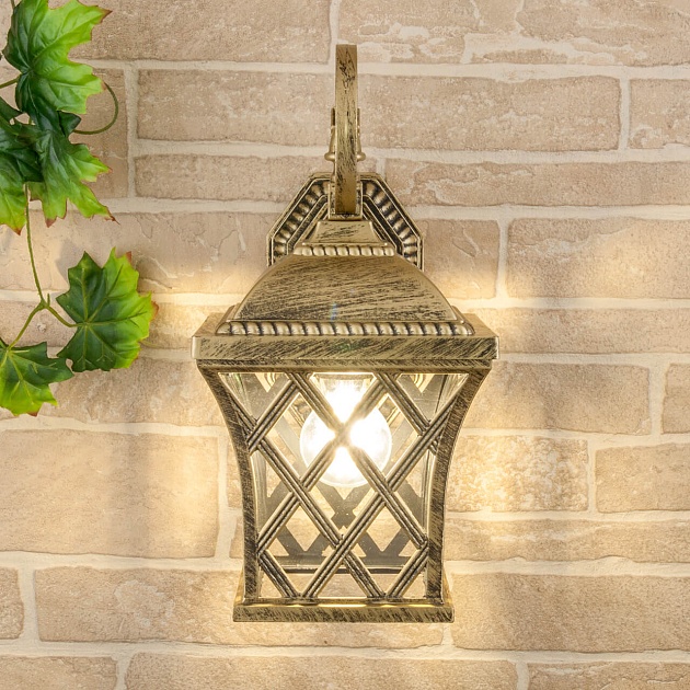 Уличный настенный светильник Elektrostandard Cassiopeya D черное золото a025295 Фото № 3