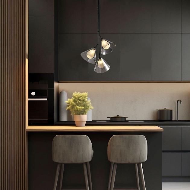 Подвесной светильник Eurosvet Enigma 70161/3 черный изображение 6 Подвесной светильник Eurosvet Enigma 70161/3 черный Фото № 6