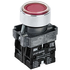 Кнопка управления LA167-BAF45 d=22мм 1з+1р красная IEK BBT20-BAF45-3-22-67-K04