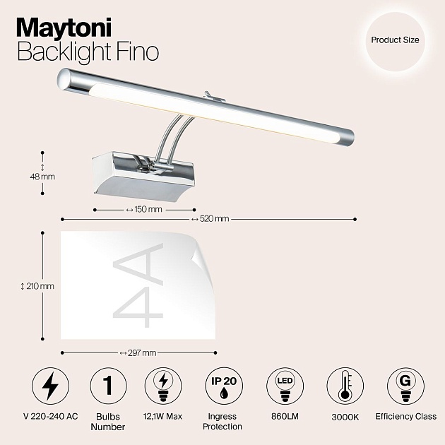 Подсветка для картин Maytoni Fino MIR003WL-L12CH Фото № 3