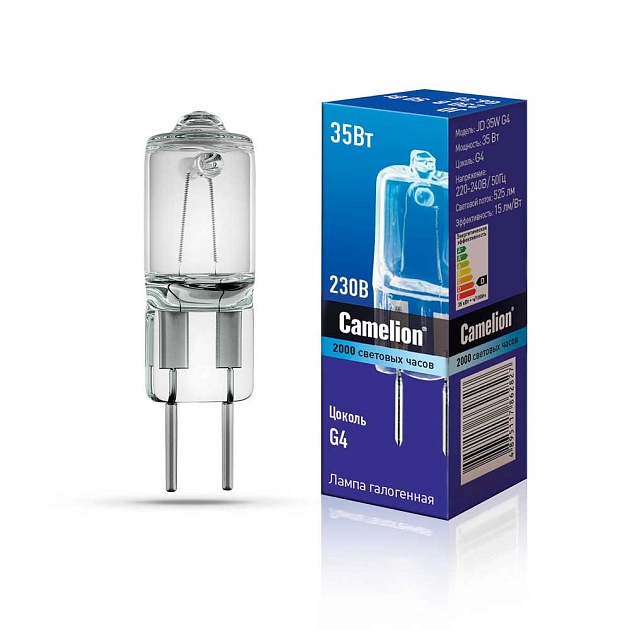 Лампа галогенная Camelion JD 35W G4 3000K 10406 изображение 1 Лампа галогенная Camelion JD 35W G4 3000K 10406 Фото № 1