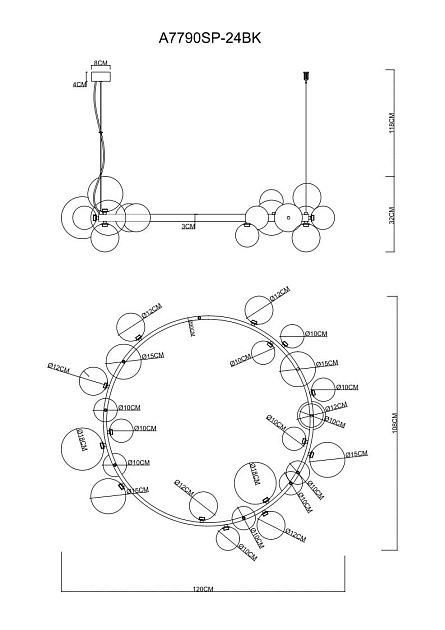 Подвесная люстра Arte Lamp Vincent A7790SP-24BK Фото № 3
