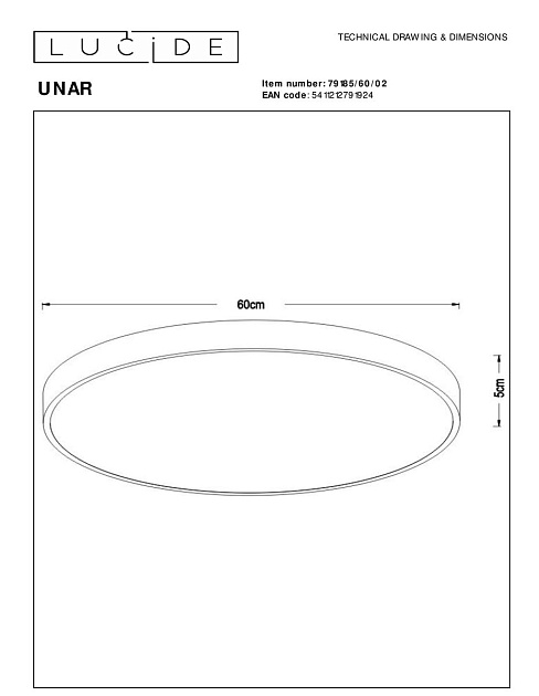 Потолочный светодиодный светильник Lucide Unar 79185/60/02 Фото № 2