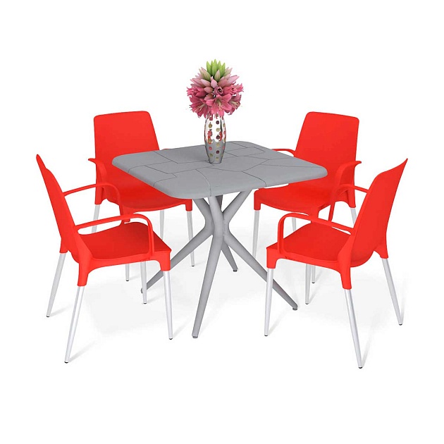 Обеденная группа Sheffilton SHT-DS210 серый/красный/хром лак 3167767901 Фото № 1