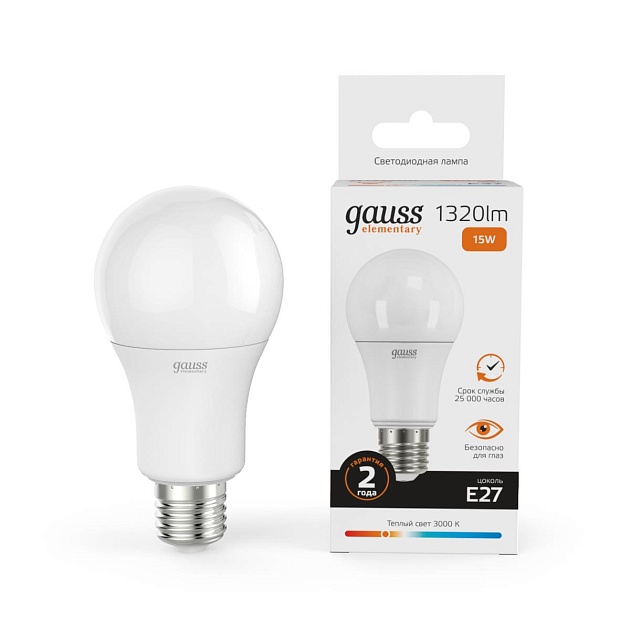 Лампа светодиодная Gauss E27 15W 3000K матовая 23215 Фото № 5