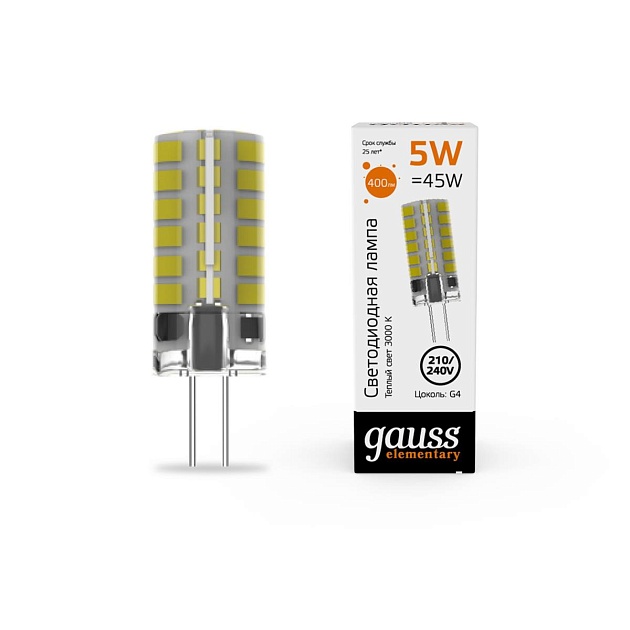 Лампа cветодиодная Gauss G4 5W 3000K прозрачная 18015 изображение 2 Лампа cветодиодная Gauss G4 5W 3000K прозрачная 18015 Фото № 2