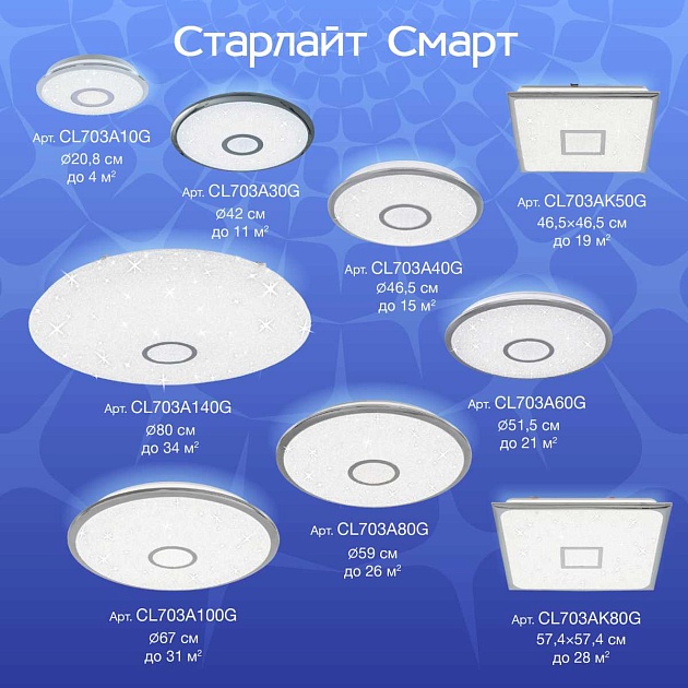 Потолочный светодиодный светильник Citilux Старлайт Смарт CL703A80G Фото № 5