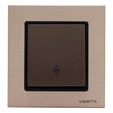 Выключатель одноклавишный проходной Vesta-Electric Exclusive Champagne Metallic шампань FVK050206BSH