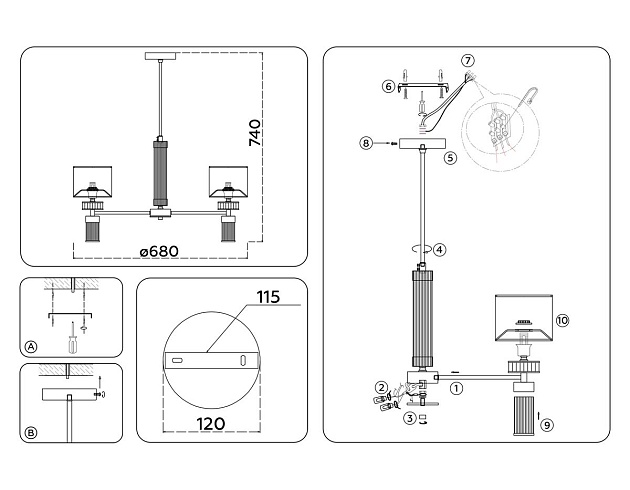 Подвесная люстра Ambrella Light High Light Classic LH71301 Фото № 2