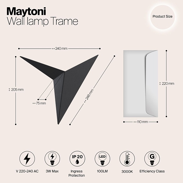 Настенный светодиодный светильник Maytoni Trame C808WL-L3B Фото № 3