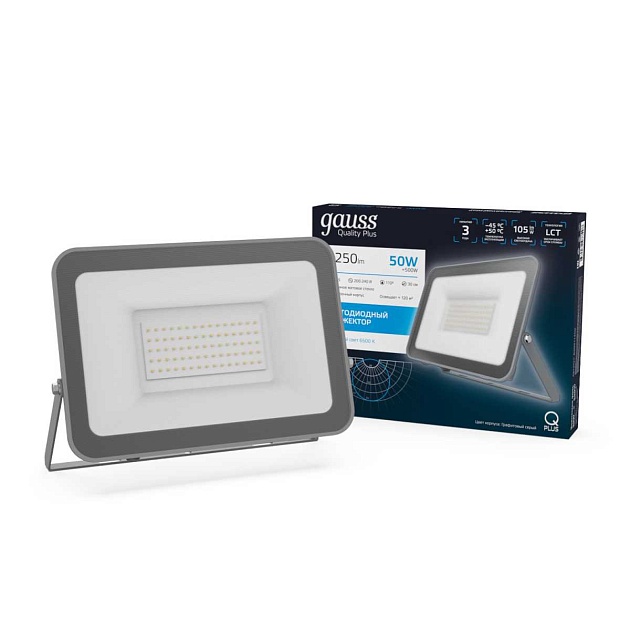 Прожектор светодиодный Gauss Qplus 50W 6500К 690511350 Фото № 3
