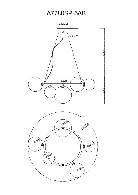 Подвесная люстра Arte Lamp Albus A7780SP-5AB Фото № 3